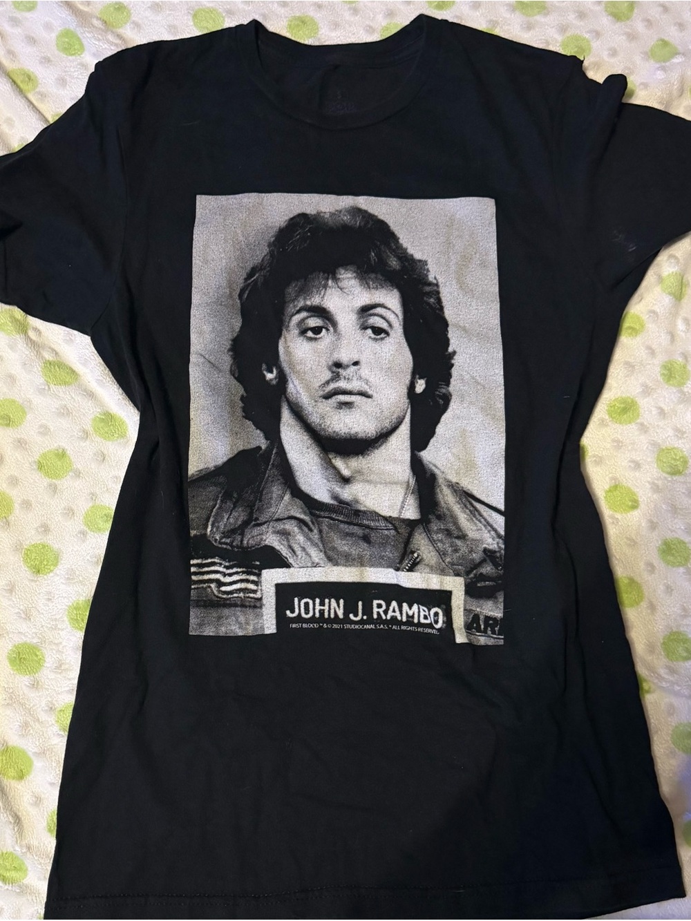 pop Black Men’s Short Sleeve Tee with John J. Rambo Photo Print